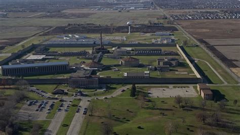 4k Stock Footage Aerial Video Of Orbiting Stateville Correctional