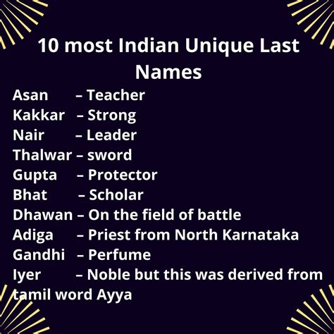 10 Most Indian Unique Last Names Old English Words Names Cool Last