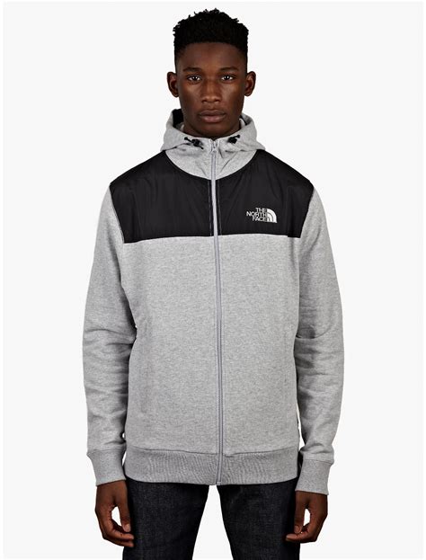 The North Face Mens Grey Heritage Mountain Full Zip Hoodie In Gray For