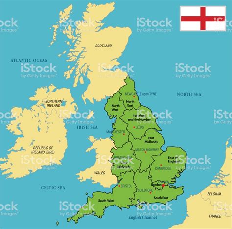 Highly Detailed Political Map Of England With Regions And