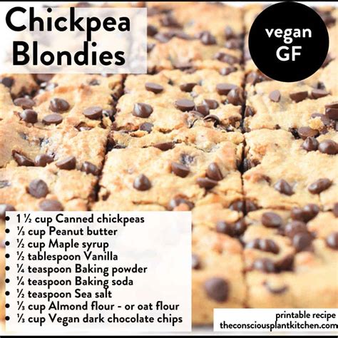 Chickpea Blondies Recipe The Conscious Plant Kitchen Tcpk