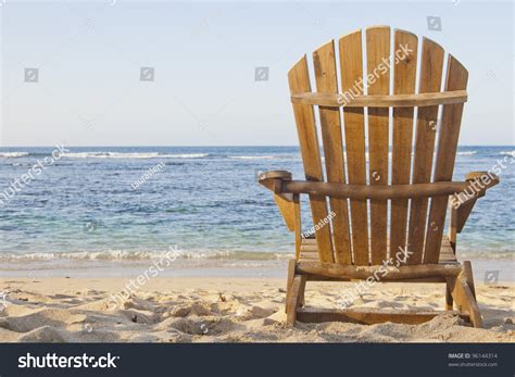 Beach Chair Adirondack Chair Beach Scene Stock Photo