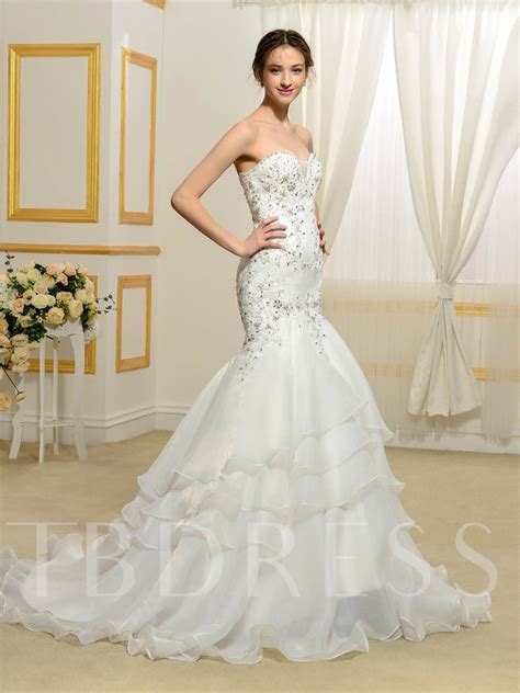 Designer Sweetheart Beading Tiered Tulle Trumpetmermaid Wedding Dress