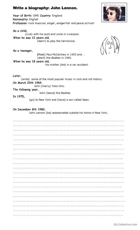 Writing A Biography English Esl Worksheets Pdf And Doc