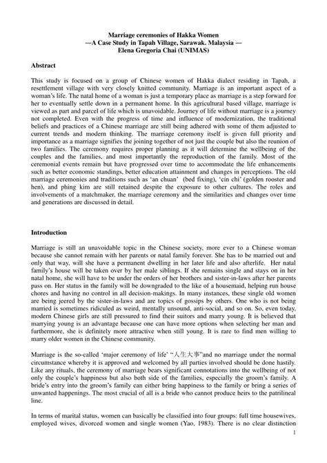 Register now & get a call from us. (PDF) Marriage ceremonies of Hakka Women - A Case Study in ...