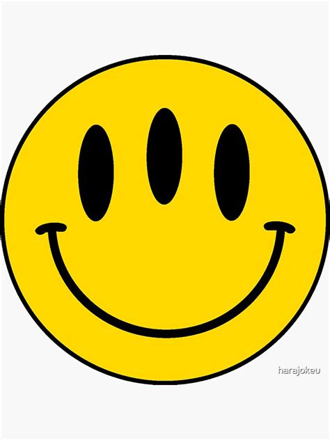 Three Eyed Smiley Sticker For Sale By Harajokeu Redbubble