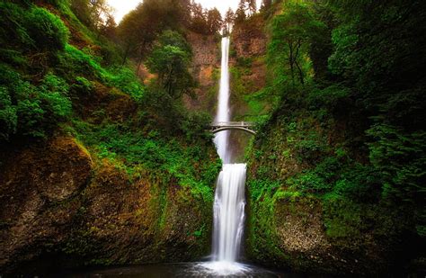 Hd Wallpaper United States Multnomah Falls Fog Waterfall Oregon