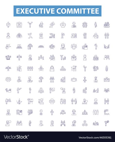 Executive Committee Line Icons Signs Set Vector Image