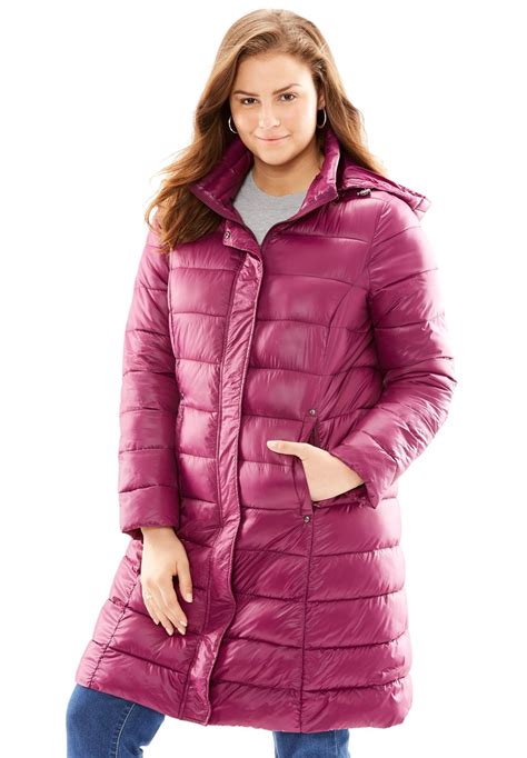 Packable Long Puffer Jacket Womens Plus Size Clothing Plus Size