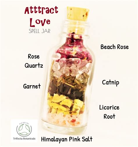 Attract Love Spell Jar Of Crystals Herbs Salts Full Etsy