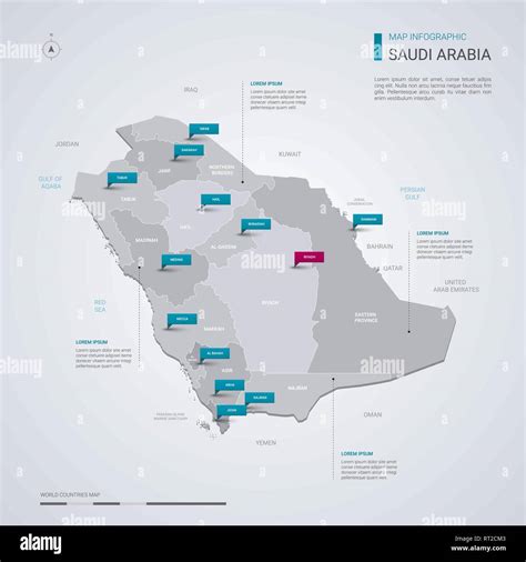 Saudi Arabia Vector Map With Infographic Elements Pointer Marks