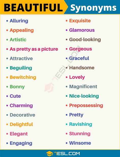 Another Word For Beautiful List Of 105 Synonyms For Beautiful