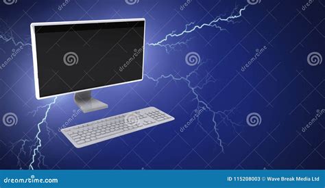 Lightning Strikes And Computer Stock Illustration Illustration Of