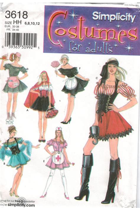 Simplicity Pattern 3618 Misses Costumes Carhop Red Riding Hood Maid