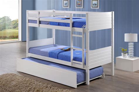 Jupiter White King Single Bunk Beds With Trundle Bed
