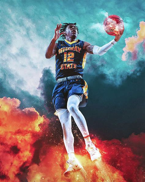 Ja Morant On Fire Digital Art By Lucas Miller