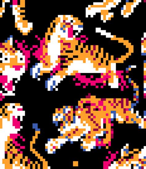 Tiger Pixel Art Grid