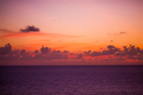 Sunset Sea Horizon Clouds Orange Sky Wallpapers Hd Desktop And