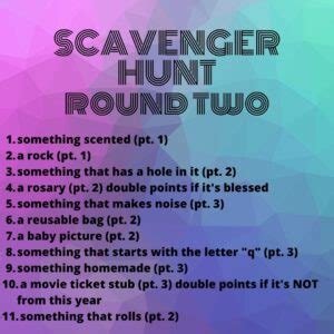 For an outdoor scavenger hunt, an indoor scavenger hunt, or a neighborhood scavenger hunt, these items can give you some great ideas. Online Scavenger Hunt Ideas - Office for Youth and Young ...