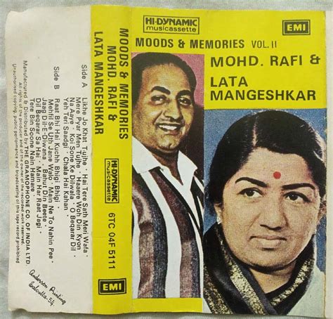 Mohd Rafi And Lata Mangeshkar Moods And Memories Vol 2 Hindi Audio Cassette Tamil Audio Cd Tamil