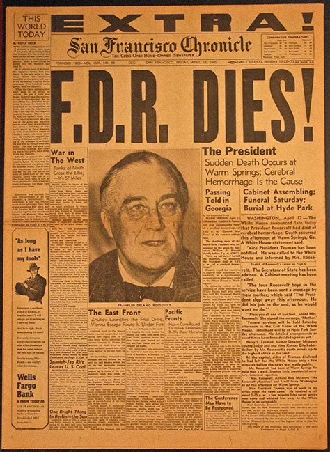 Death Of Fdr The Mitchell Archives Original Historic Newspapers
