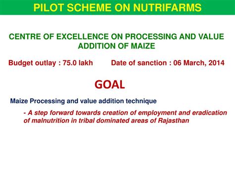Ppt Centre Of Excellence On Maize Processing And Value Addition