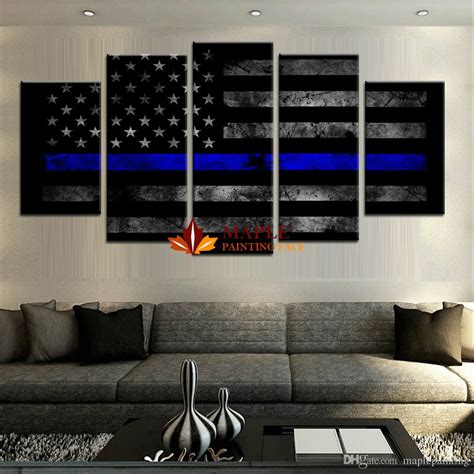 Thin Blue Line Canvas Painting At Explore