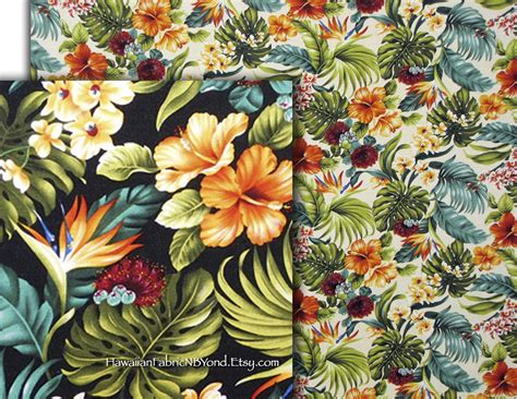 Barkcloth Floral Fabric Tropical Print By Hawaiianfabricnbyond