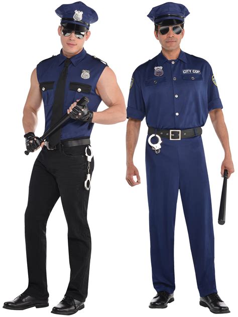 Adult Mens Police Officer Costume Policeman New York Cop Fancy Dress