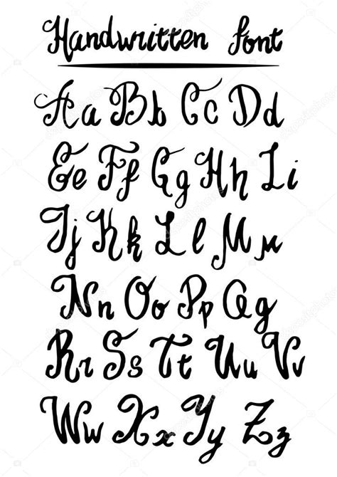 Abecedario De Letras Manuscritas Vector Font — Archivo Imágenes