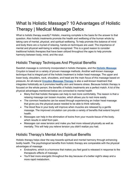 Ppt What Is Holistic Massage 10 Advantages Of Holistic Therapy Medical Massage Detox