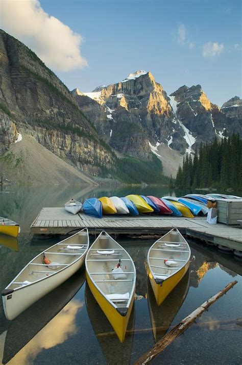 Colorful Canoes At Moraine Lake