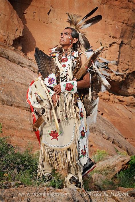 Shoshone Dancer Standing Color 2 Teton Images Native American Regalia Native American Men