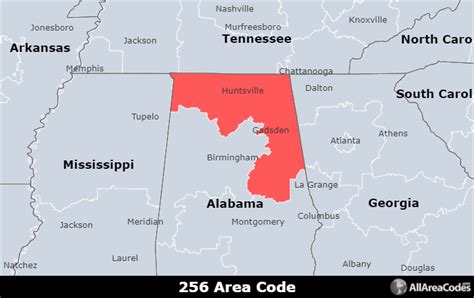 256 Area Code Time Zone Map Map