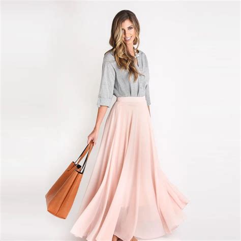 Summer Style Maxi Skirt Custom Made High Street Fashion Blush Pink