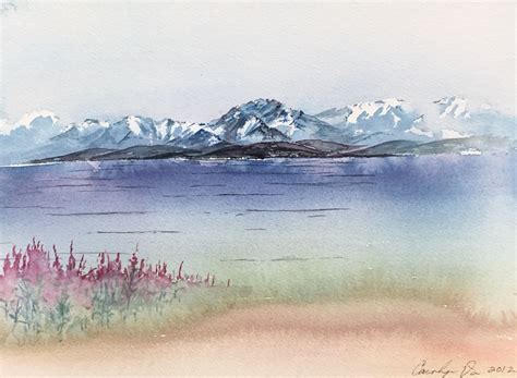 Alaska Landscape Original Watercolor Painting Fine Art Home Decor