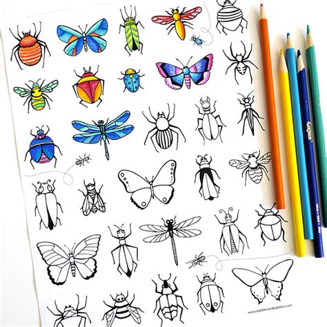 Are there printable bug coloring pages for kids? Bugs And Butterflies Coloring Page | AllFreeKidsCrafts.com