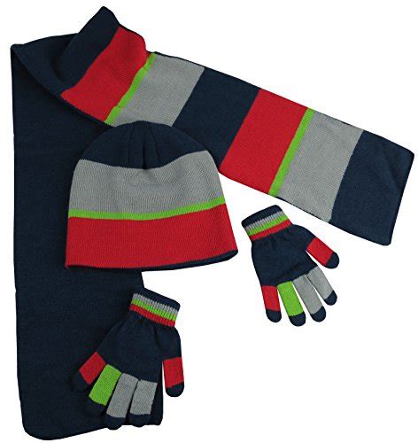 Polar Wear Boys Winter Knit Slouch Beanie Hat Scarf Gloves Set Xobmaer