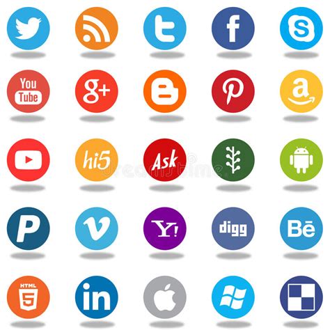 Round Social Media Network App Logo Icons Editorial Stock Photo