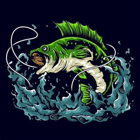 Premium Vector Bass Fishing Illustration Logo Design