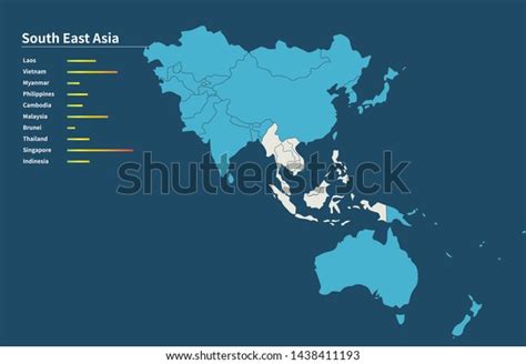Vector Map South East Asia Asia Stock Vector Royalty Free 1438411193
