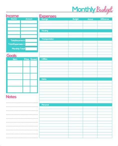 Best Images Of Monthly Budget Printable Template Free Printable