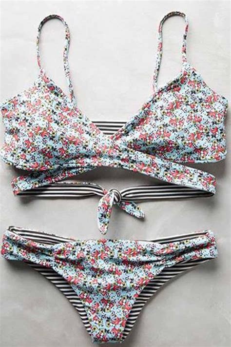 chicnico lost in flowers bandage floral print bikini set bathing suits cute bathing suits