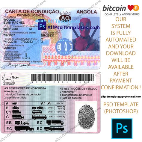 Angola Driver License Template All Psd Templates