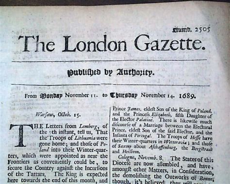 Worlds Oldest Newspaper 1689 Gazette 316 Years Old