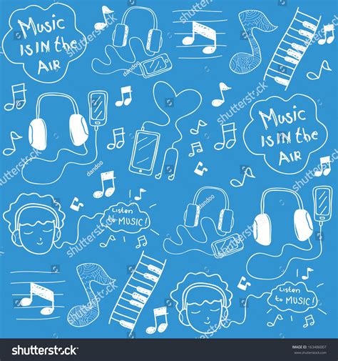 Music Doodle Wallpaper Stock Vector Royalty Free 163486007