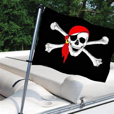 Jolly Roger Pirate Boat Flag 12x18 Made In Usa Small Red Bandana
