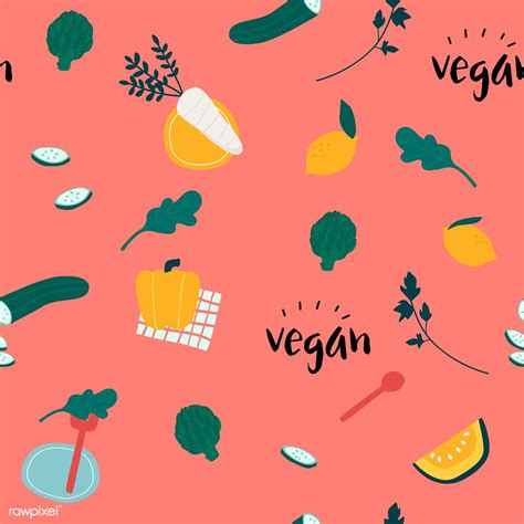 Healthy Vegan Seamless Wallpaper Vector Free Image By