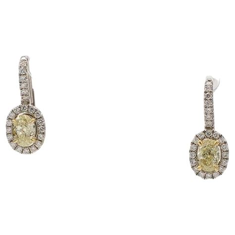 Exceptional Natural Yellow Diamond Drop Italian Earrings For Sale At