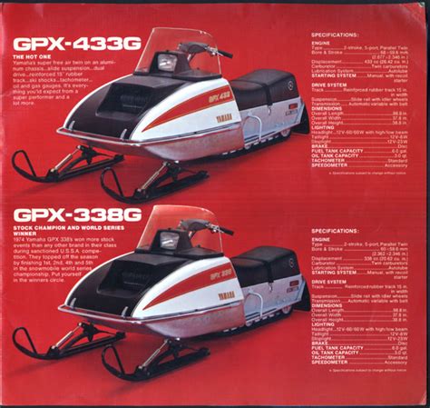 Yamaha Snowmobiles Catalog 1975 Gpx Gp Tw Tl Sl Sm Models